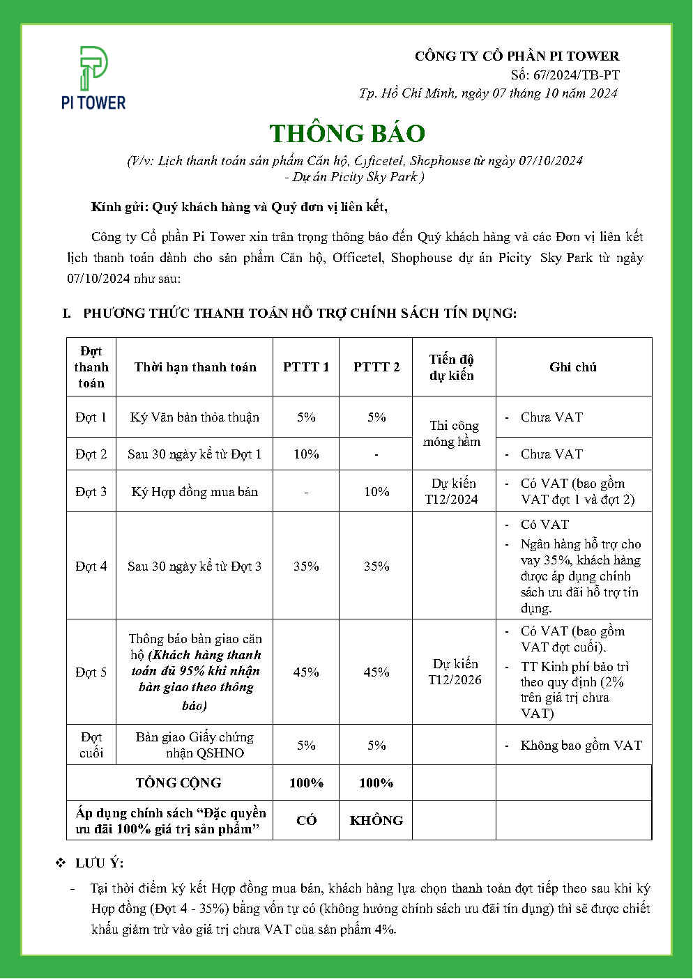 CĂN HỘ STANDARD 27 LICH THANH TOAN PICITY SKY PARK Page1